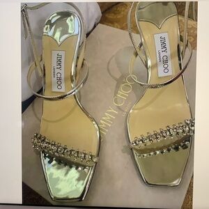 Jimmy Choo Meira 85 Crystal Embellished Napa Sandal sz39 New in Box